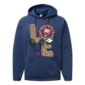 Badminton T Shirts Love Leopard Sunflower Graphic Plus Size Performance Fleece Hoodie