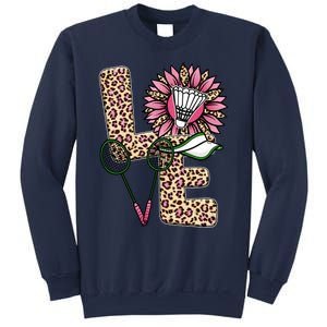 Badminton T Shirts Love Leopard Sunflower Graphic Plus Size Sweatshirt