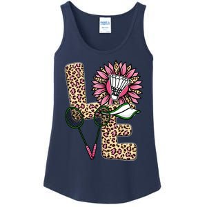 Badminton T Shirts Love Leopard Sunflower Graphic Plus Size Ladies Essential Tank