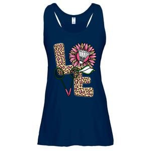 Badminton T Shirts Love Leopard Sunflower Graphic Plus Size Ladies Essential Flowy Tank