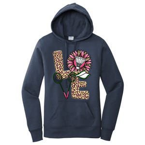 Badminton T Shirts Love Leopard Sunflower Graphic Plus Size Women's Pullover Hoodie