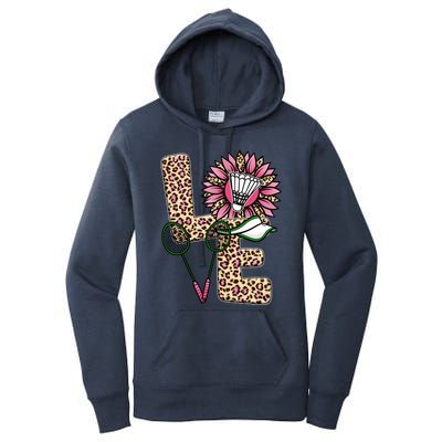 Badminton T Shirts Love Leopard Sunflower Graphic Plus Size Women's Pullover Hoodie