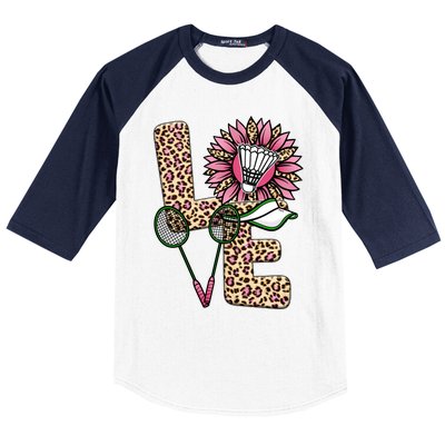 Badminton T Shirts Love Leopard Sunflower Graphic Plus Size Baseball Sleeve Shirt