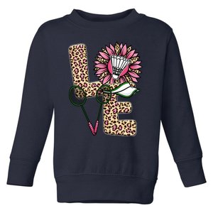 Badminton T Shirts Love Leopard Sunflower Graphic Plus Size Toddler Sweatshirt