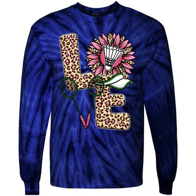 Badminton T Shirts Love Leopard Sunflower Graphic Plus Size Tie-Dye Long Sleeve Shirt