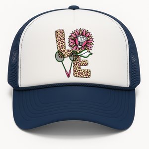 Badminton T Shirts Love Leopard Sunflower Graphic Plus Size Trucker Hat