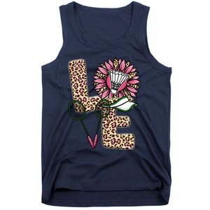 Badminton T Shirts Love Leopard Sunflower Graphic Plus Size Tank Top