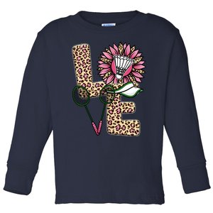 Badminton T Shirts Love Leopard Sunflower Graphic Plus Size Toddler Long Sleeve Shirt