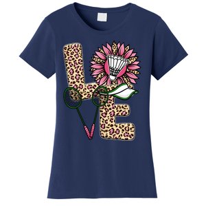 Badminton T Shirts Love Leopard Sunflower Graphic Plus Size Women's T-Shirt