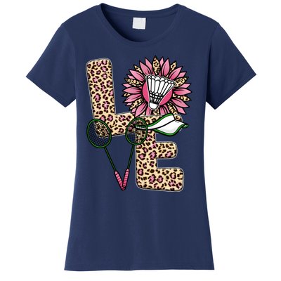 Badminton T Shirts Love Leopard Sunflower Graphic Plus Size Women's T-Shirt