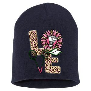 Badminton T Shirts Love Leopard Sunflower Graphic Plus Size Short Acrylic Beanie