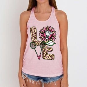 Badminton T Shirts Love Leopard Sunflower Graphic Plus Size Women's Knotted Racerback Tank