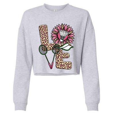 Badminton T Shirts Love Leopard Sunflower Graphic Plus Size Cropped Pullover Crew