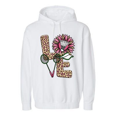 Badminton T Shirts Love Leopard Sunflower Graphic Plus Size Garment-Dyed Fleece Hoodie