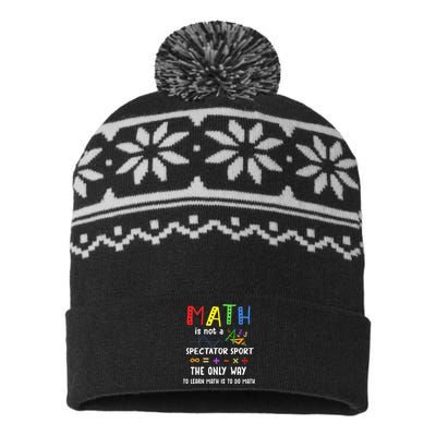 Back To School Math Is Not A Spectator Sport Math Teacher USA-Made Snowflake Beanie