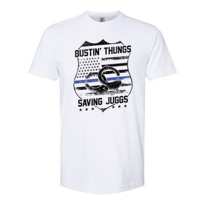 Bustin Thungs Saving Juggs Thin Blue Line Back The Blue Police Softstyle® CVC T-Shirt