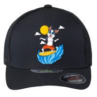 Boston Terrier Surfing Flexfit Unipanel Trucker Cap