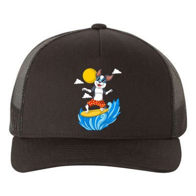 Boston Terrier Surfing Yupoong Adult 5-Panel Trucker Hat