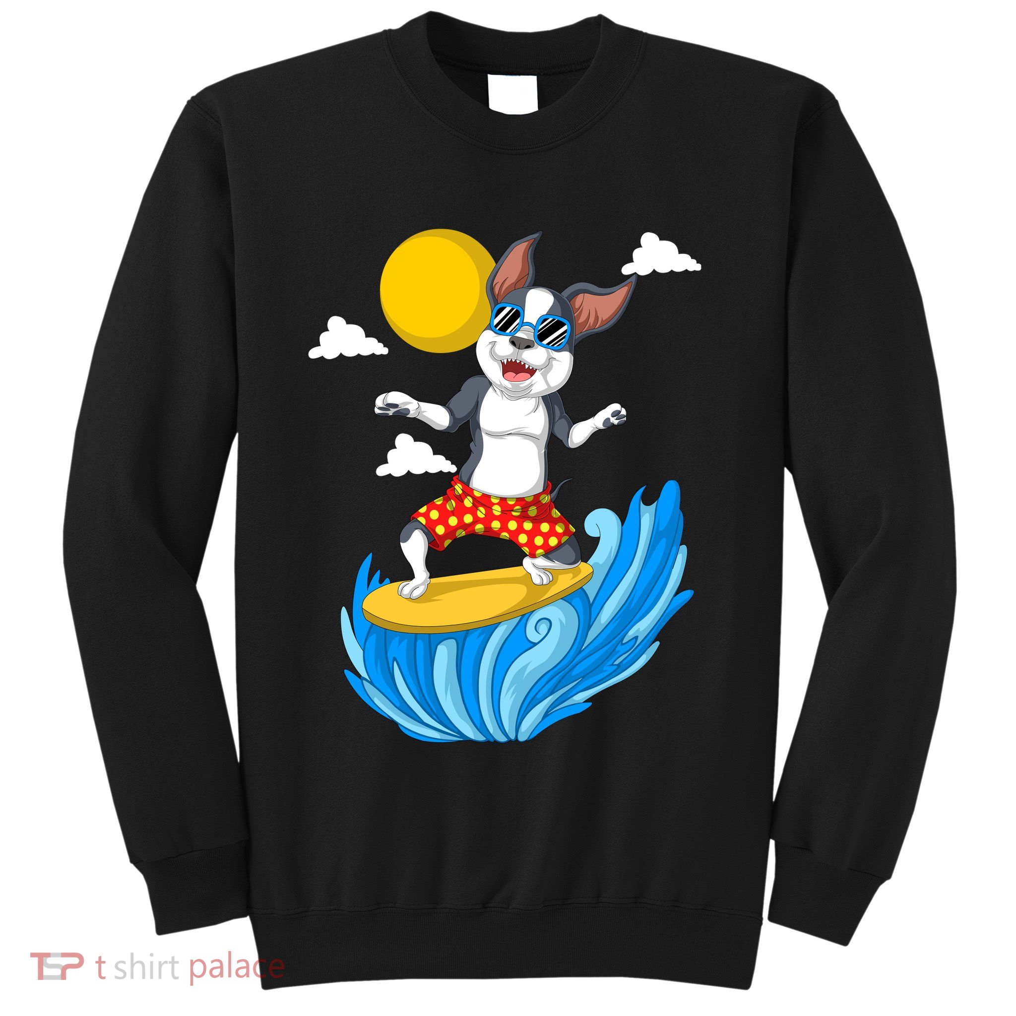 Boston Terrier Surfing Sweatshirt