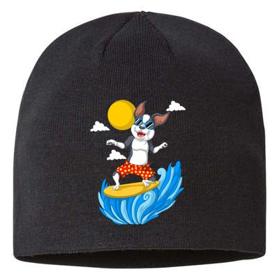 Boston Terrier Surfing Sustainable Beanie