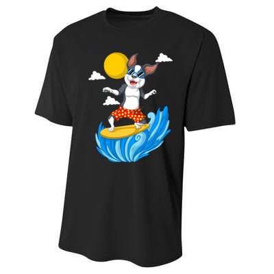 Boston Terrier Surfing Performance Sprint T-Shirt