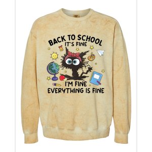 Back To School Its Fine Im Fine Everything Is Fine Funny Black Cat Colorblast Crewneck Sweatshirt