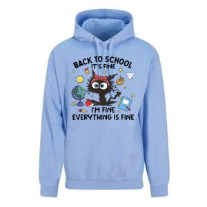 Back To School Its Fine Im Fine Everything Is Fine Funny Black Cat Unisex Surf Hoodie