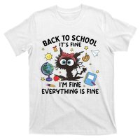 Back To School Its Fine Im Fine Everything Is Fine Funny Black Cat T-Shirt