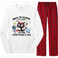 Back To School Its Fine Im Fine Everything Is Fine Funny Black Cat Long Sleeve Pajama Set