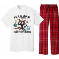 Back To School Its Fine Im Fine Everything Is Fine Funny Black Cat Pajama Set