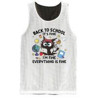 Back To School Its Fine Im Fine Everything Is Fine Funny Black Cat Mesh Reversible Basketball Jersey Tank