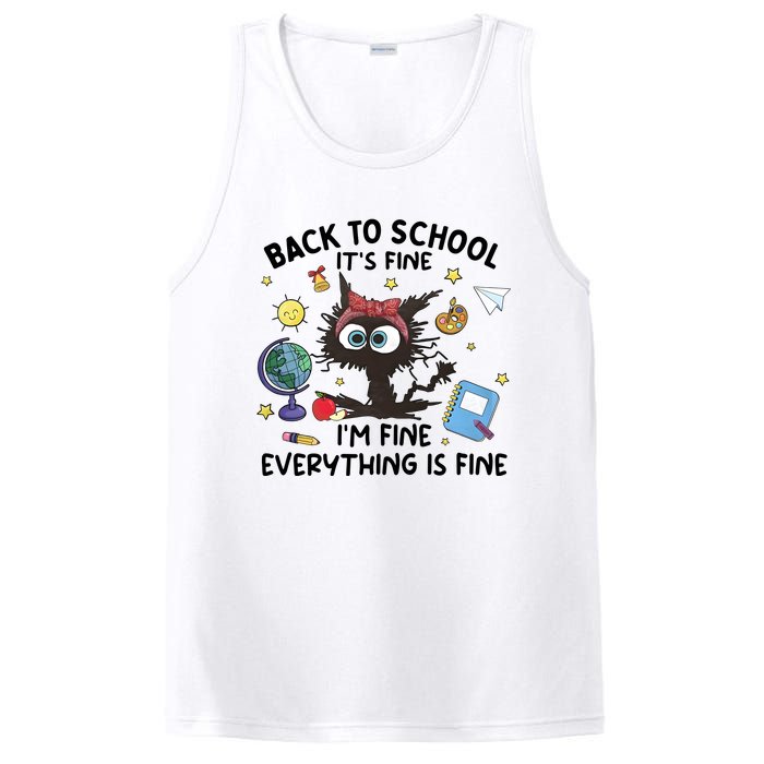 Back To School Its Fine Im Fine Everything Is Fine Funny Black Cat PosiCharge Competitor Tank