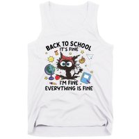 Back To School Its Fine Im Fine Everything Is Fine Funny Black Cat Tank Top