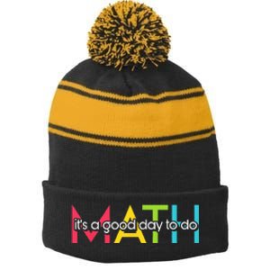 Back To School Its A Good Day To Do Math Teachers Stripe Pom Pom Beanie