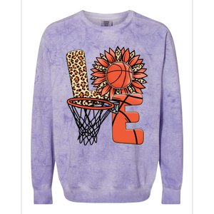 Basketball T Shirts Love Leopard Sunflower Graphic Plus Size Colorblast Crewneck Sweatshirt