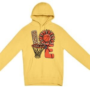 Basketball T Shirts Love Leopard Sunflower Graphic Plus Size Premium Pullover Hoodie