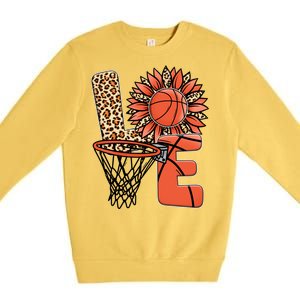 Basketball T Shirts Love Leopard Sunflower Graphic Plus Size Premium Crewneck Sweatshirt