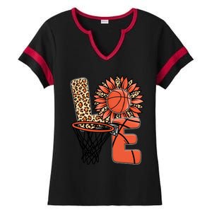 Basketball T Shirts Love Leopard Sunflower Graphic Plus Size Ladies Halftime Notch Neck Tee