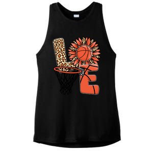 Basketball T Shirts Love Leopard Sunflower Graphic Plus Size Ladies PosiCharge Tri-Blend Wicking Tank