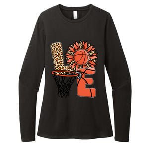 Basketball T Shirts Love Leopard Sunflower Graphic Plus Size Womens CVC Long Sleeve Shirt