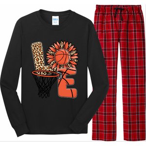 Basketball T Shirts Love Leopard Sunflower Graphic Plus Size Long Sleeve Pajama Set