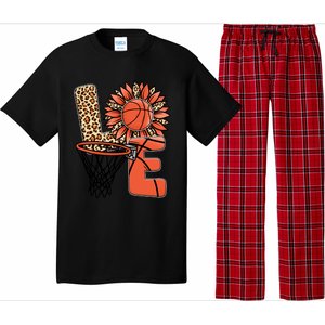 Basketball T Shirts Love Leopard Sunflower Graphic Plus Size Pajama Set