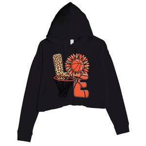 Basketball T Shirts Love Leopard Sunflower Graphic Plus Size Crop Fleece Hoodie