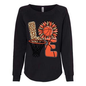 Basketball T Shirts Love Leopard Sunflower Graphic Plus Size Womens California Wash Sweatshirt