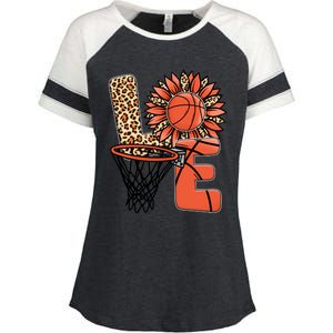 Basketball T Shirts Love Leopard Sunflower Graphic Plus Size Enza Ladies Jersey Colorblock Tee