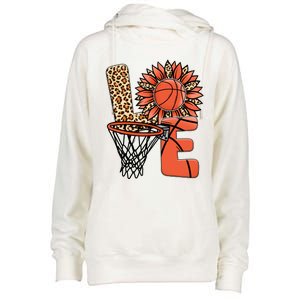 Basketball T Shirts Love Leopard Sunflower Graphic Plus Size Womens Funnel Neck Pullover Hood