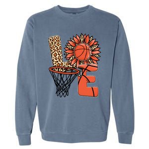 Basketball T Shirts Love Leopard Sunflower Graphic Plus Size Garment-Dyed Sweatshirt