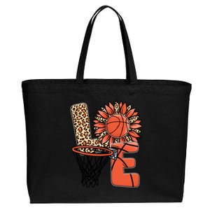 Basketball T Shirts Love Leopard Sunflower Graphic Plus Size Cotton Canvas Jumbo Tote