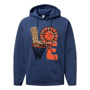 Basketball T Shirts Love Leopard Sunflower Graphic Plus Size Performance Fleece Hoodie