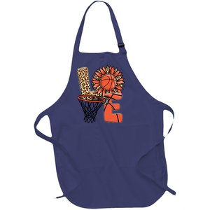 Basketball T Shirts Love Leopard Sunflower Graphic Plus Size Full-Length Apron With Pockets